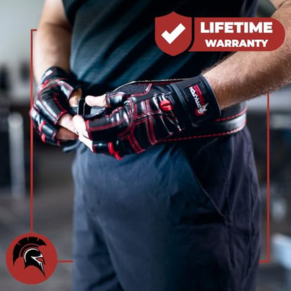 Genuine Leather Gym Gloves for Men Women, Wrist Wrap Support Workout Gloves for Weight Lifting Crossfit Deadlift Barbell Exercise Palm Padding Callus Protection Grips - size: Small