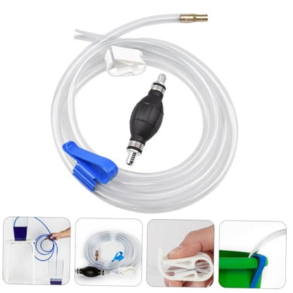 Manual Suction Hose Set for Vehicle and Home, Water and Oil Transfer Siphon Pump with Sturdy Guide Tube for Car Fuel and Aquarium Water Change
