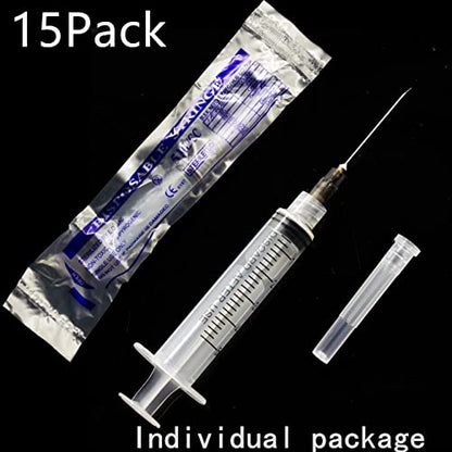 15Pack 5ml/cc Plastic Measurement Syringes and 22Ga for Scientific Labs, Industrial Adhesives, Individually Package - style: 15 Pack - 5ml 22G 1.25 Inch