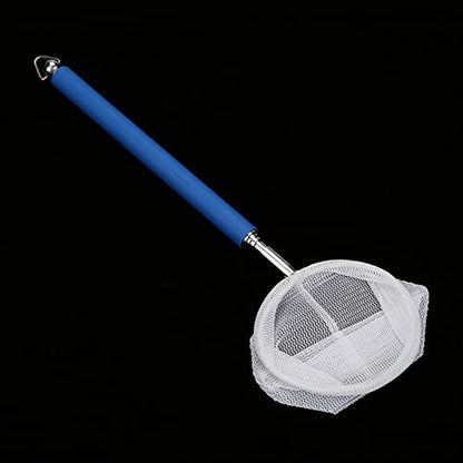 Yosoo Adjustable Mini Fishing Net Aquarium Shrimp Net Fish 20-57.5cm Expandable Pole with Metal Hook for Small Fish Shrimp and Tank - color: Blue, size: Rotary screen