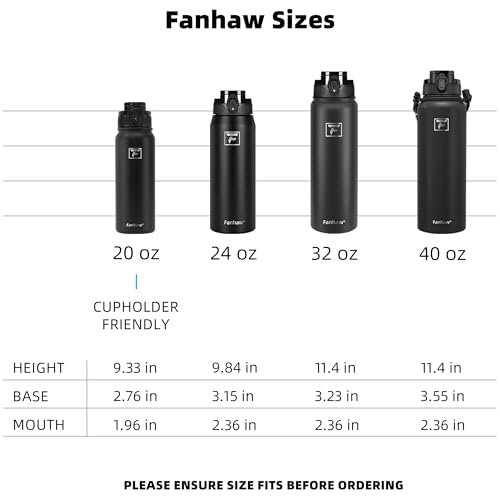 Fanhaw 20 oz Insulated Stainless Steel Water Bottle with Anti-Dust Chug Lid & Carabiner Lid, Leakproof Vacuum Metal Bottle for Kids, Teens & Adults, Back to School Essentials (Pink) - color: Pink, style: 20 Ounces - 2 Lids