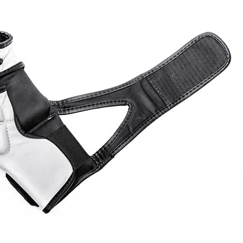 Dual Strap MMA Training & Sparring Gloves | Leather Hybrid Grappling/Striking Gloves | Comfortable, Lightweight, Protective | MMA, Muay Thai, Boxing, Bare Knuckle Training - color: Light Grey