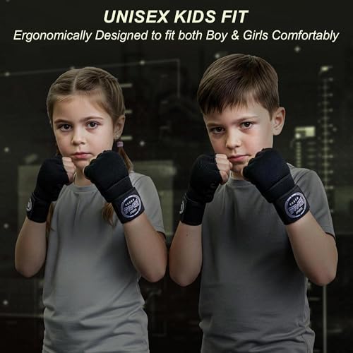 FARABI Kids Hybrid Boxing Inner Gloves Punching Boxing Gloves - color: All Black (Pack of 2)