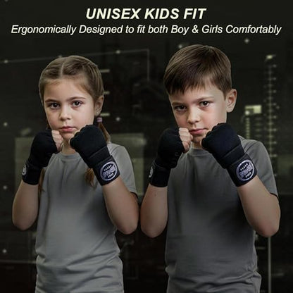 FARABI Kids Hybrid Boxing Inner Gloves Punching Boxing Gloves - color: All Black (Pack of 2)