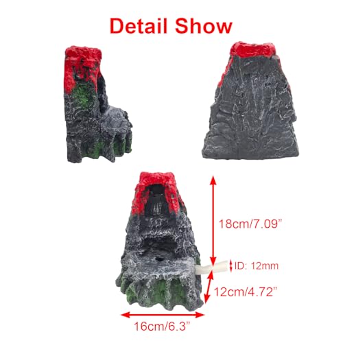 Resin Quicksand Volcanic Decor & Artificial Plants Tall Aquarium Decor for Fish Tank Accessories (No Water Pump)