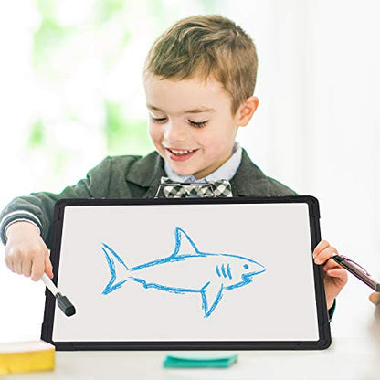Small Dry Erase White Board - TSJ OFFICE 12" x 16" Mini Easel Desktop Double Sided Whiteboard, Portable Magnetic Board on Table Top with Holder for Drawing, Teacher Instruction, Memo Board - color: Black