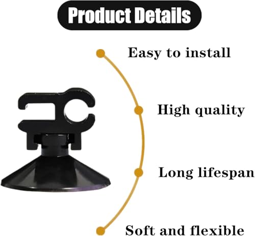 Aquarium Suction Cups, Fish Tank Suction Cup Clips for Wire & Power Cord, Air Pump Accessories, Black