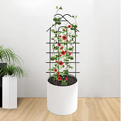 32" Metal Garden Trellis for Climbing Plants, 4 Pack Plant Trellis for Potted Plants, Indoor Outdoor Black Trellis for Vines, Flowers, Cucumbers, 13.4" Wide - size: 32 inch