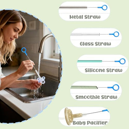 Straw Cleaner Brush,Extra Long Straw Cleaning Brushes with Nylon Bristles,Straw Brush Cleaner for Reusable Straws, Baby Bottles, Tumblers, Sippy Cups and Narrow Tube.