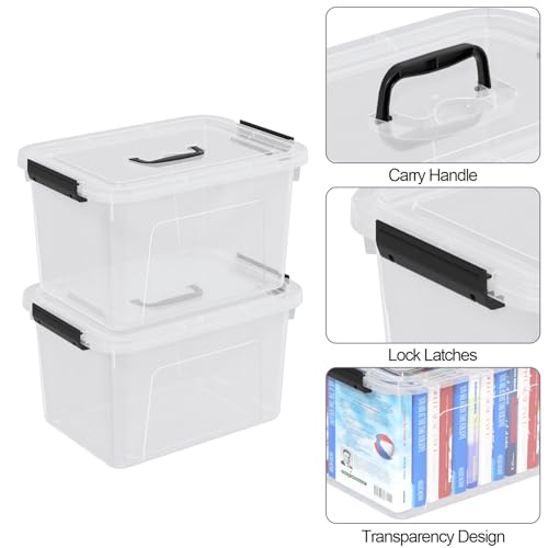4-Pack Plastic Storage Bins Boxes Containers with Lids, 18 L Clear Latching Box with Handle - size: 18 L