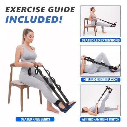 Knee Recover Strap for Post-Surgery Rehab - Recovery from Knee Replacement, ACL, MCL- Physical Therapy Aid for Bed Mobility, Seniors & Elderly, Foot & Calf Stretcher for Plantar Fasciitis
