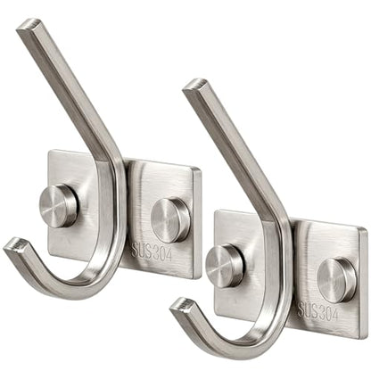 WEBI Robe Hook, Heavy Duty Brushed Stainless Steel 304 Coat Hook Rail Towel Rack, Great Home Storage & Organization for Bedroom, Bathroom, Foyer, Hallway, 1 Hook in 2-Pack - size: 1-Hook (2 Pack)