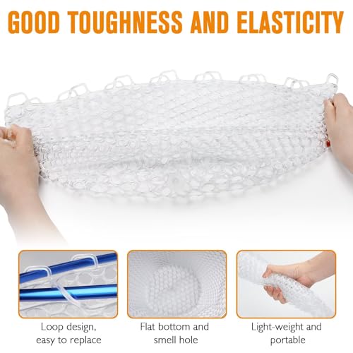 Rubber Fishing Net Replacement Netting Without Handle Clear Black Fishing Nets for Fish Fly Fish Landing Net Bag for Freshwater Saltwater Foldable Trout Net Rubber Mesh 5 Sizes White Black Red