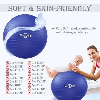 Soft Exercise Ball, Yoga Pregnancy Ball Chair, Pilates Equipment with Pump - color: Blue, size: L(23-26inch/58-65cm)