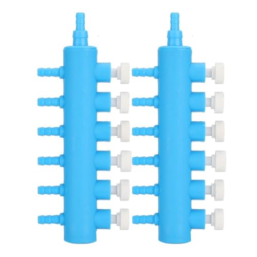 2Pcs 4mm Adapter Connector Plastic Distributor Aquarium Air Pump Splitter for Fish Tank Oxygen Tubing(6 Way) - style: 6 Way