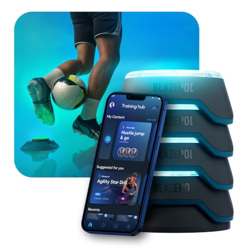BlazePod Soccer Reaction Training Kit – 4 Smart Light Pods for Speed, Ball Control & Game IQ – Football Reflex Training for Players & Coaches – App Access Included - color: 4 Pods