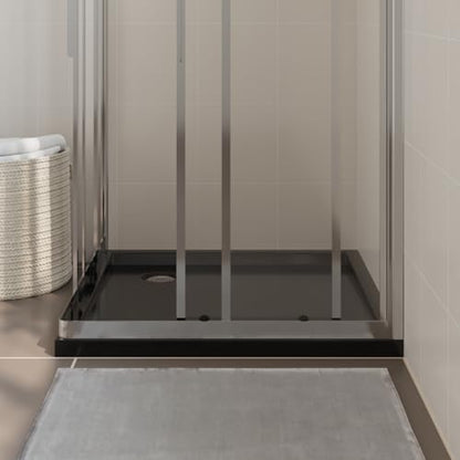 vidaXL Square ABS Shower Base Tray Home Indoor Bath Bathroom Hardware Fixture Part Plumbing Low Threshold Shower Tray Bath Pan Base Black - color: Black, size: 31.5" x 31.5"