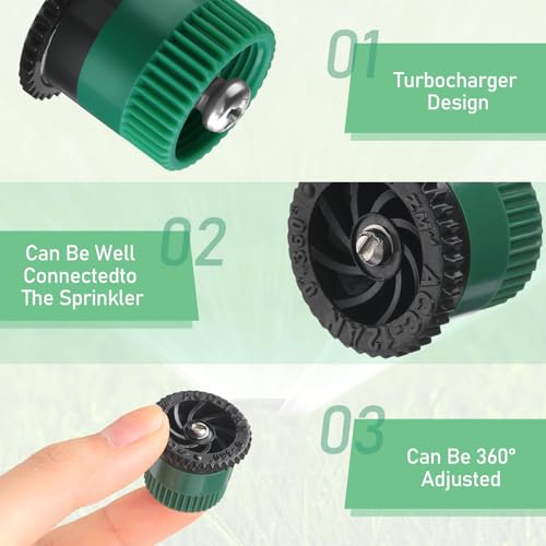 Honoson 60 Pcs Variable Arc Nozzle Radius High Efficiency Replacement Pop up Sprinkler Sprayer Head Compatible with Rainbird, Hunter Orbit Pop-up Sprinkler (10/12/15/17 Van,Red,Green,Black,Gray) - color: Red, Green, Black, Gray, size: 10/12/15/17 Van