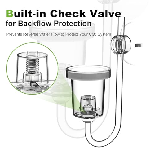 FZONE Acrylic Aquarium CO₂ Diffuser with Built-in Check Valve & Bubble Counter, Syringe & Suction Cup – Fine Bubble CO₂ Delivery for Planted Tanks (S-19mm) - size: S-19mm