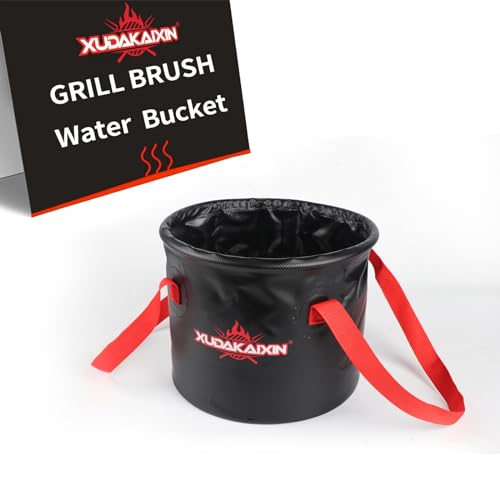 Grill Brush Collapsible Water Bucket for Grill Cleaning, Camping, and Outdoor Activities (Only Water Bucket No Grill Brush)-Black