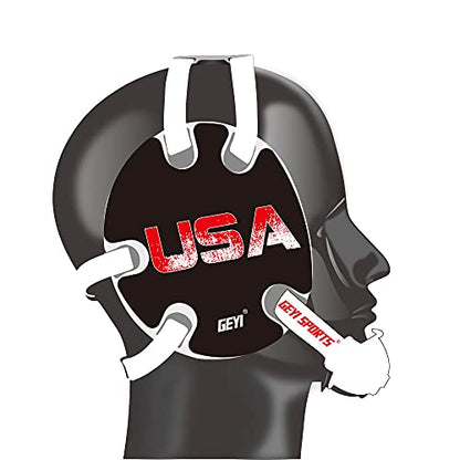 Wrestling Headgear with USA and Flag Wraps (White, Youth) - color: White, size: Youth