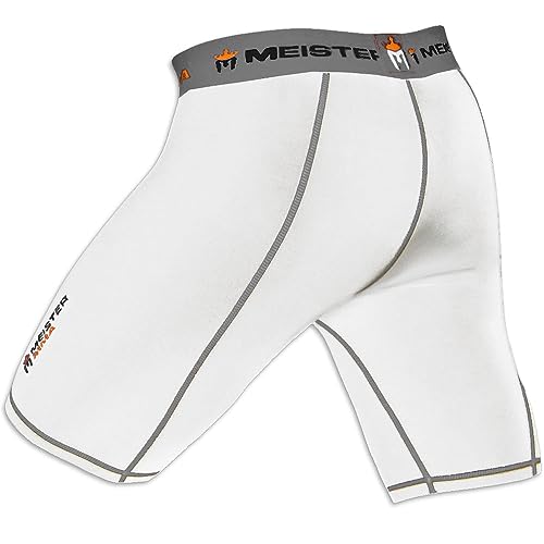Meister MMA Compression Rush Fight Shorts w/Cup Pocket - color: White, size: 30-31