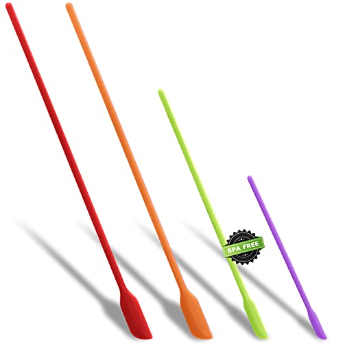 Anaeat Mini Silicone Spatulas - Set of 4 Multifunctional Small Kitchen Scraper Lotion Stirrer Tiny Makeup Beauty Spatula Reusable for Jam Jar, Cosmetic Bottles, Narrow Can and Thin Bottles (Colorful) - color: Mini Spatulas (Multicolour), size: Mini Spatul