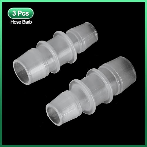 PATIKIL Hose Barb Reducer, 3 Pcs 5/8" to 1/2" Hose ID Connectors Joint Plastic Pipe Fitting Splicer Mender Union Adapter for Air Water Fuel Gas Aquarium, White