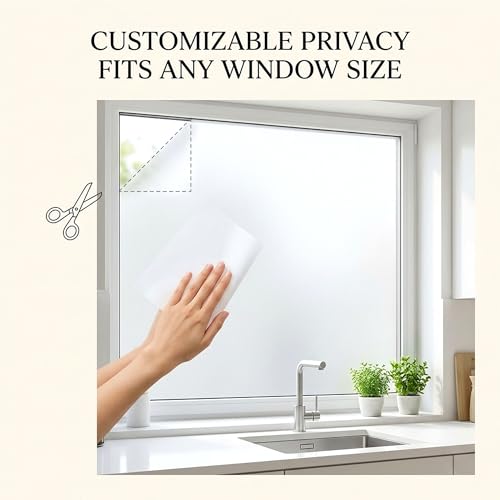 White Frosted Privacy Window Film, Static Cling, Heat Control, Anti UV, 35'' x 78.7''