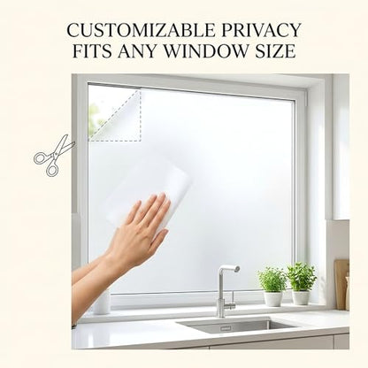 White Frosted Privacy Window Film, Static Cling, Heat Control, Anti UV, 35'' x 78.7''