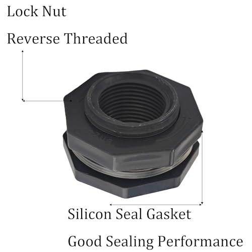 2PCS 1" PVC Bulkhead Fitting, Threaded Tank Connector for Rain Barrels Aquariums Water Tanks, Thru-Wall Pipe Adapter for Pools and Ponds