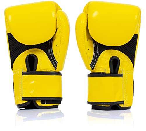 Fairtex BGV1BR Breathable Boxing Gloves, Lightweight Shock Absorbent Gear - color: Yellow, size: 10 oz