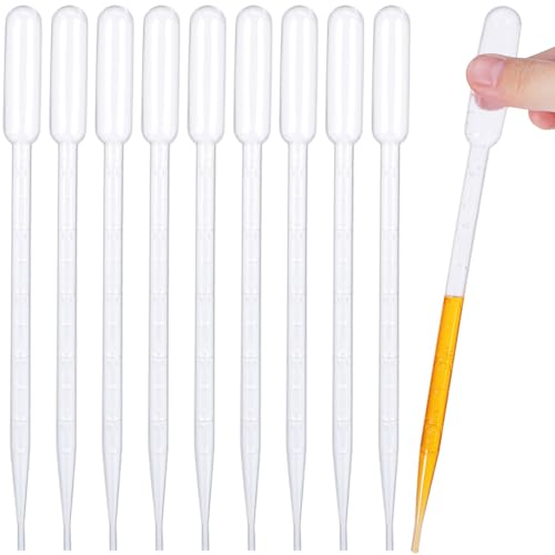 100 Pcs Plastic Pipettes Dropper: 5ml Disposable Pipettes, Liquid Dropper Water Dropper Transfer Pipettes Calibrated Dropper for Accurate Liquid Transfer Science Experiment