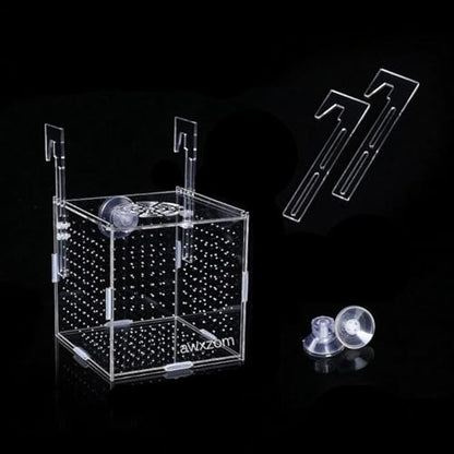 Acrylic Fish breeding Box, Acrylic Fish Isolation Box, Fish Separator for Aquarium, Hatchery Incubator with Suction Cups for Small Baby Fishes Shrimp Clownfish Guppy (5.9 * 5.9 * 5.9inch) - size: 5.9 * 5.9 * 5.9inch