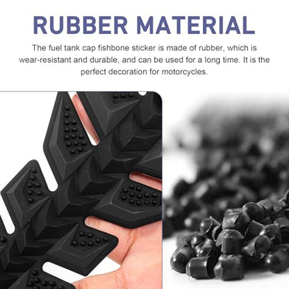 3D Motorcycle Tank Pad, Anti-slip Rubber Fishbone Tank Protector Pad, Self-Adhesive Waterproof Gas Oil Fuel Tank Sticker, Universal Anti-Scratch Protector for Most Motorcycles (Black)