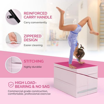 Matladin Incline Gymnastics Wedge Mat, Folding Gymnastics Mat for Kids Girls Home Training Exercise - color: Rose red, size: 32.7 in x 23.6in