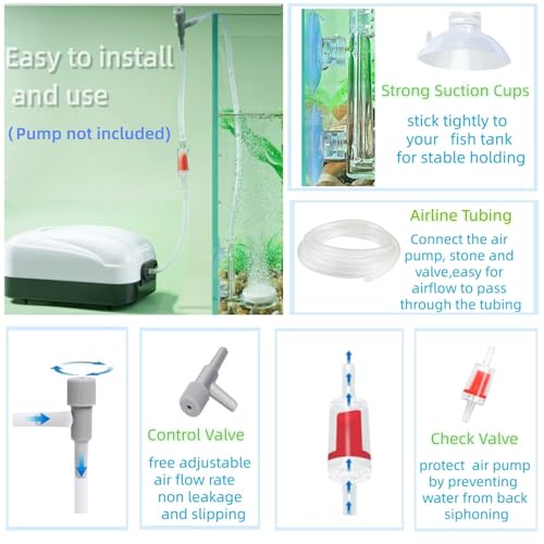 AQUANEAT Aquarium Air Stone Disc, 1.4 Inch Nano Bubble Stone Kit Quiet Dissolved Oxygen Diffuser with Accessories tubing and valves for Small Fish Tank