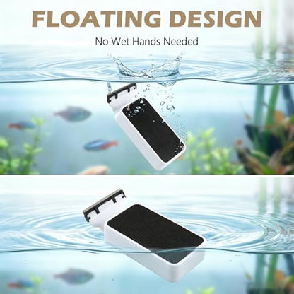 Aquarium Strong Magnetic Glass Cleaner Brush, Fish Tank Glass Scrubber Algae Scraper Comfortable Grip Handle with 2 Detachable Scrapers Mag Float Scrubber for 0.2 Inch Tanks(S)
