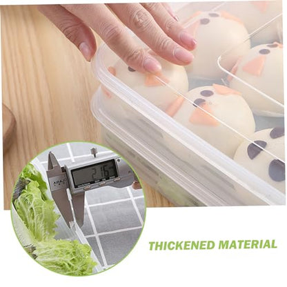 Snack Container Food Storage Container 3Pcs Dumpling Container Box Food Grade Plastic Snack Container Stackable Cookie Container with Lid Transparent Microwave Fridge Safe Storage Containers, Clear
