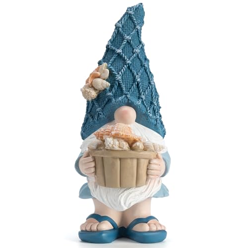 Beach Gnomes Statues,Ocean Gnomes,Nautical Themes Decoration,Beach, Gnome Holding a Bucket - color: Conch
