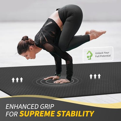 CAMBIVO 72''x48'' Large Yoga Mat, Extra Thick TPE Workout Mat - color: BLACK, size: 8mm