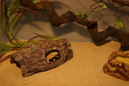 AQUA KT Reptile Climbing Cork Bark Tree Hollow Log Snake Gecko Hide for Terrarium Amphibian Habitat Decoration