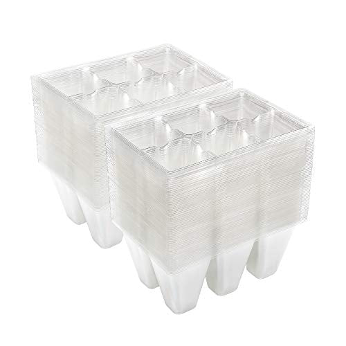 Gardzen 120 Pack 6-Cell Seed Starting Tray for Seedlings, Plant Starter Trays with Drainage Holes for Seed Germination, 5.4x3.7 inches, Clear - color: Clear, size: 120 Pcs