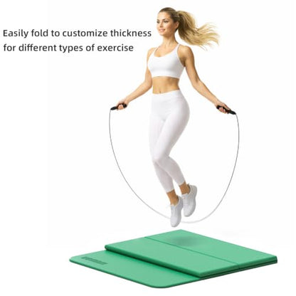 Yoga Mat Thick 10mm, Foldable Yoga Mat 75 x 26 x 0.4 Inches - color: Green