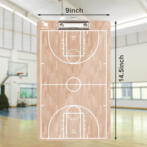 WISYOK Basketball Coaching Clipboard, Dry Erase | Double Sided, Ideal for Game Planning, Practice, Team Strategy, Coach Gifts, Timeout Tactics - style: Basketball
