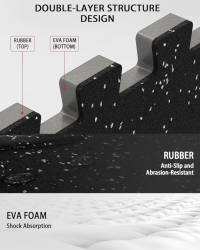 Mikolo 0.56'' Thick 12 Pcs 48 Sq Ft Gym Flooring Mats, High-Density EVA Foam with Rubber Top, Interlocking Exercise Equipment Mats for Home Gym, Protective Workout Mat - size: 24"L x 24"W x 0.6"Th | 36 Tiles (144 Sq Ft)
