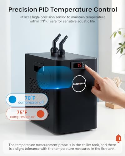 1/10 HP Aquarium Chiller 42 Gallon 160L Water Cooling System | Quiet Compressor Refrigeration, Includes Pump and Tubing, 110V, Ideal for Hydroponics, Axolotl and Reef Tanks