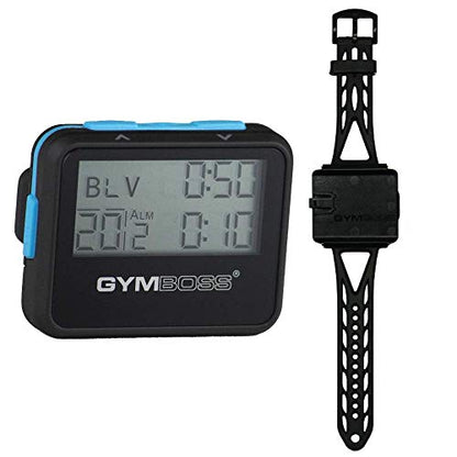 Gymboss Interval Timer and Stopwatch and Watchstrap - Bundle - color: Black W/ Blue Buttons