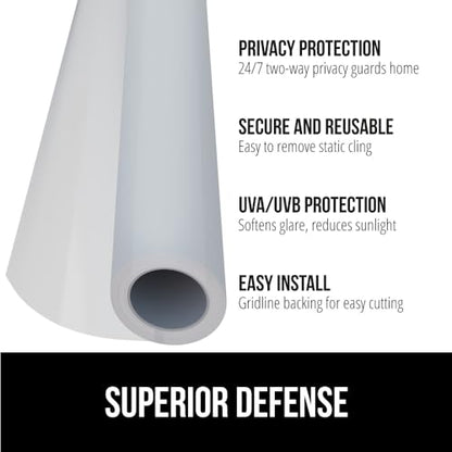 Gorilla Guard Window Privacy Film, Removable Two Way Sun Blocking, Reusable No Residue Stickers, Strong Static Clings to Glass Windows, Decorative Bathroom Door Coverings, 17.5 x 78.7 Inch, Frosted