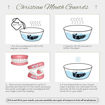 Yaomiao 2 Pcs Mouth Guards Christian Teeth Guards Sport Game Guard & Case Religious MouthGuard Soccer Football Basketball Baseball Wrestling Lacrosse Rugby Boxing Taekwondo - size: Youth, style: Black & Cross